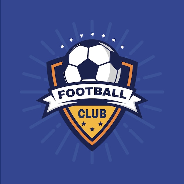 Handgezeichnete fußball-logo-vorlage mit flachem design