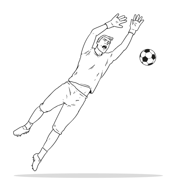 Kostenloser Vektor handgezeichnete fußballspieler-umrissillustration