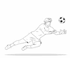 Kostenloser Vektor handgezeichnete fußballspieler-umrissillustration