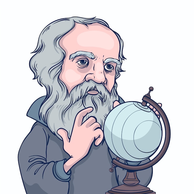 Handgezeichnete galileo galilei-illustration