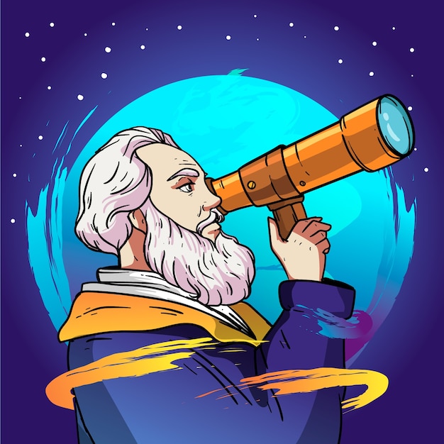 Handgezeichnete galileo galilei-illustration