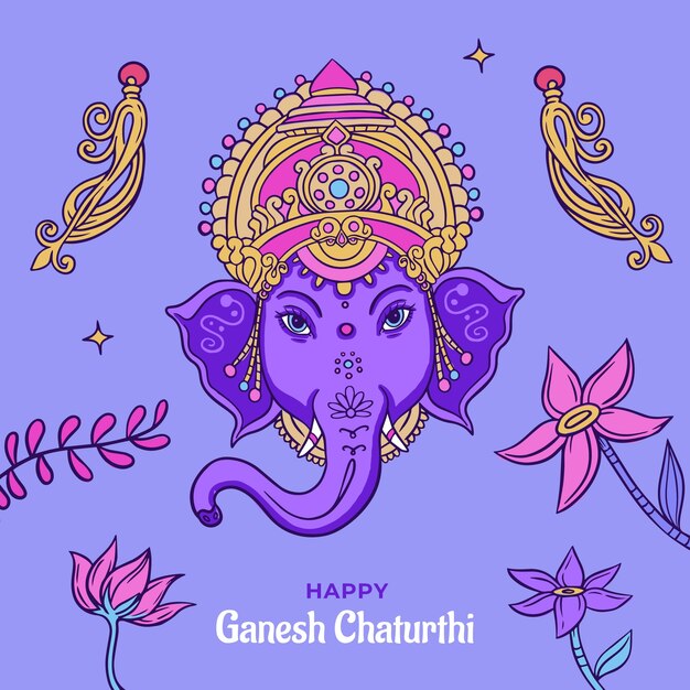 Handgezeichnete Ganesh-Chaturthi-Illustration