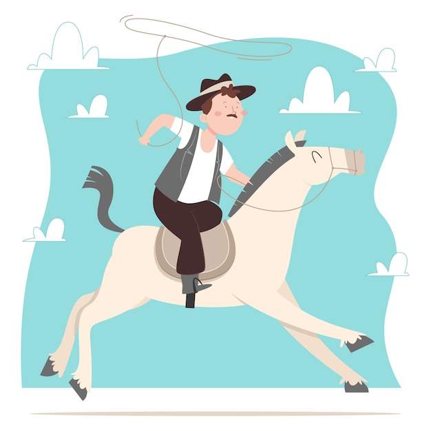 Handgezeichnete gaucho-cowboy-illustration