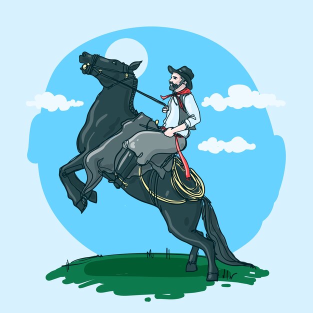 Handgezeichnete Gaucho-Cowboy-Illustration