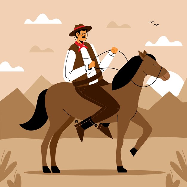 Handgezeichnete Gaucho-Cowboy-Illustration