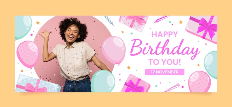 Kostenlose Vektor handgezeichnete geburtstagsballons facebook-cover