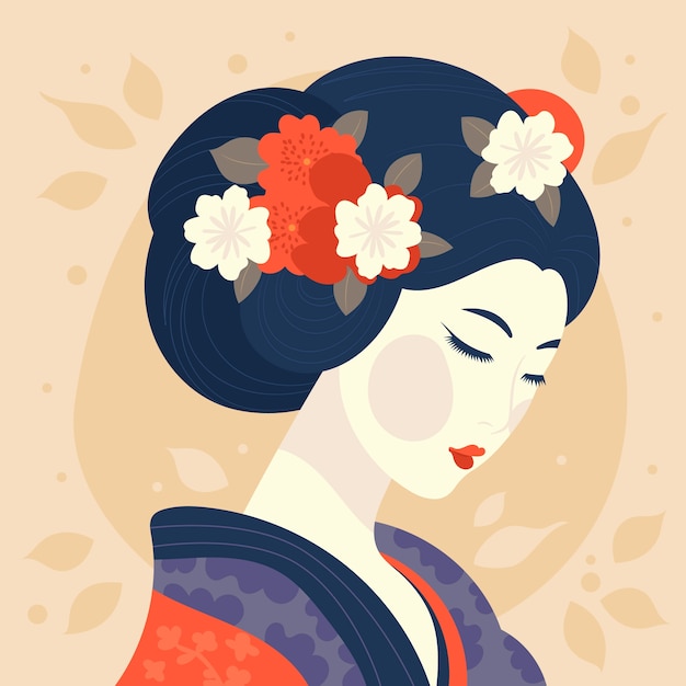 Handgezeichnete geisha-illustration