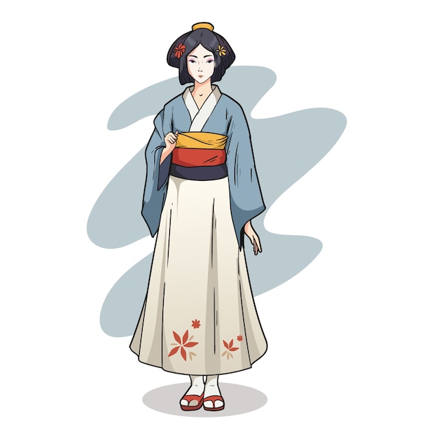Kostenloser Vektor handgezeichnete geisha-illustration
