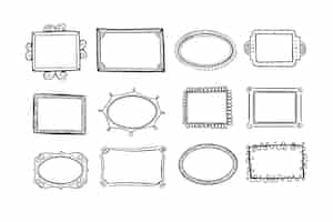 Kostenloser Vektor handgezeichnete gekritzelrahmen-sammlung