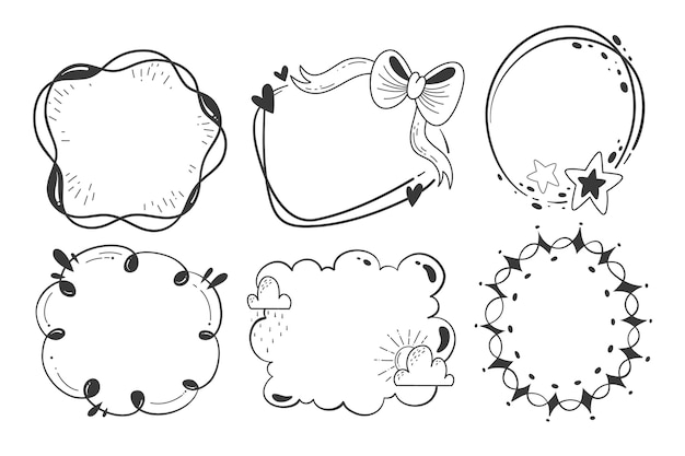 Kostenloser Vektor handgezeichnete gekritzelrahmen-sammlung