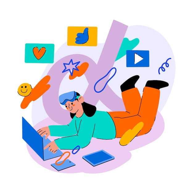 Handgezeichnete Gen-Alpha-Illustration.