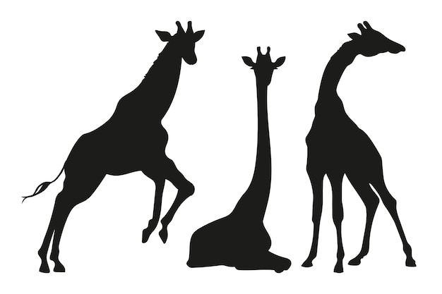 Kostenloser Vektor handgezeichnete giraffensilhouette