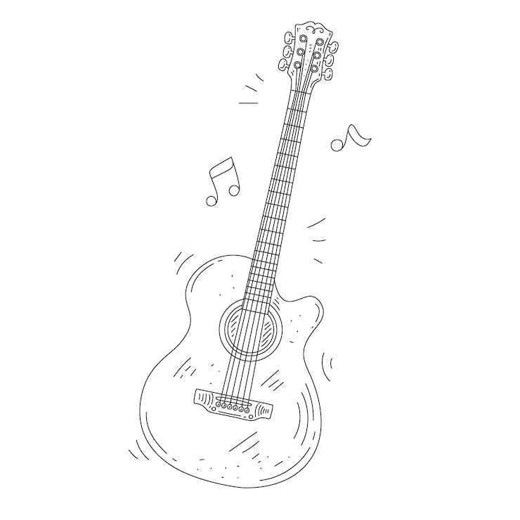 Kostenlose Vektor handgezeichnete gitarrenillustration