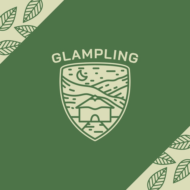 Kostenloser Vektor handgezeichnete glamping-logo-vorlage