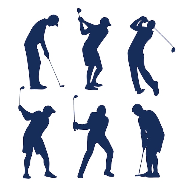 Kostenloser Vektor handgezeichnete golfer-silhouette