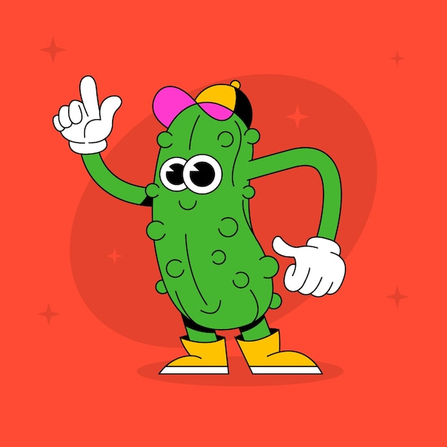 Handgezeichnete Gurken-Cartoon-Illustration