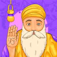 Kostenloser Vektor handgezeichnete guru-nanak-gurpurab-illustration