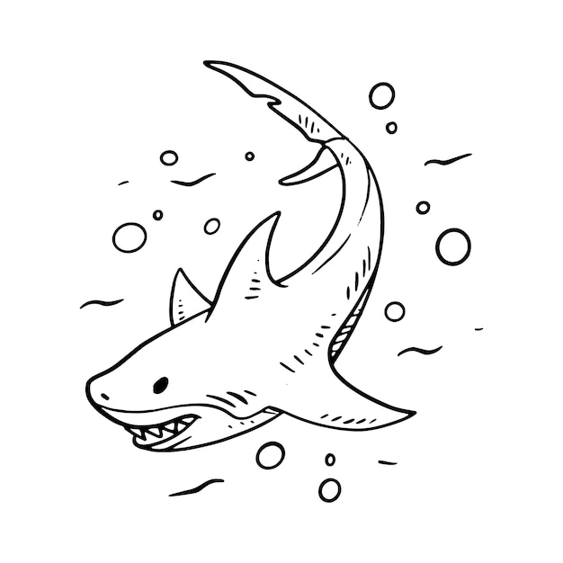 Kostenloser Vektor handgezeichnete hai-umrissillustration