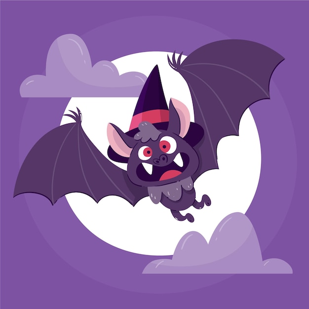 Kostenloser Vektor handgezeichnete halloween-fledermaus-illustration