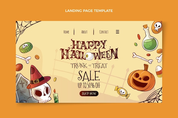 Kostenloser Vektor handgezeichnete halloween-landingpage-vorlage