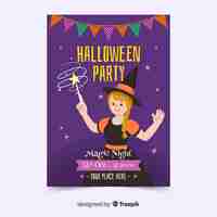 Kostenloser Vektor handgezeichnete halloween party plakat vorlage