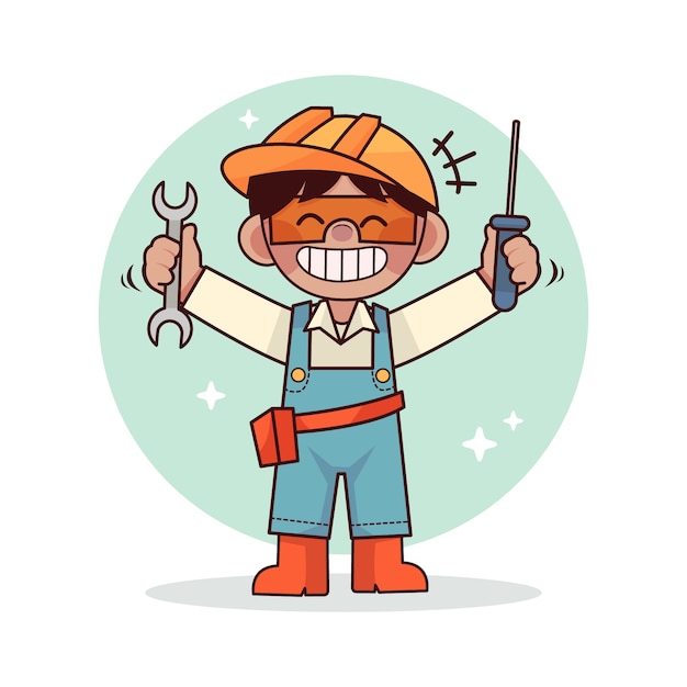 Kostenloser Vektor handgezeichnete heimwerker-cartoon-illustration