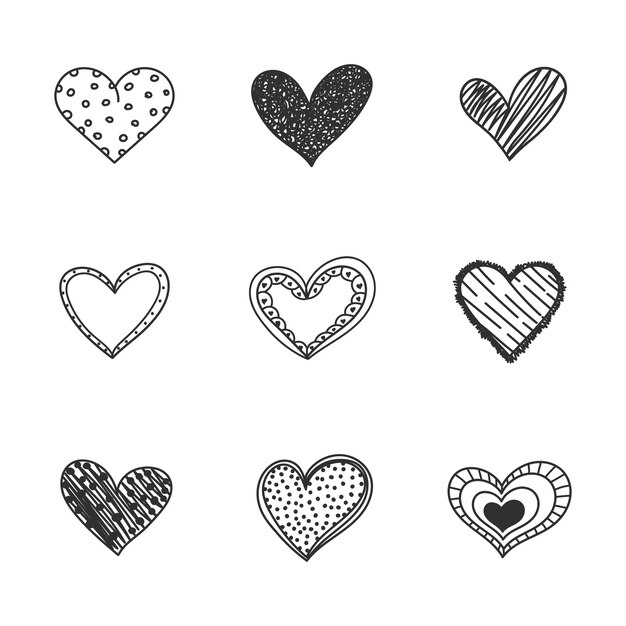 Handgezeichnete Herz-Doodle-Illustration