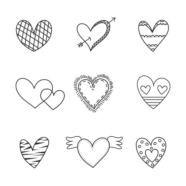 Handgezeichnete Herz-Doodle-Illustration