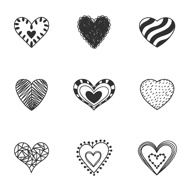 Handgezeichnete Herz-Doodle-Illustration