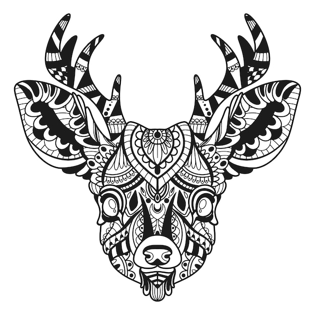 Handgezeichnete hirsch-mandala-illustration