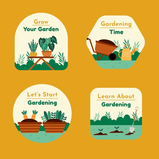 Handgezeichnete Hobbyetiketten für die Gartenarbeit