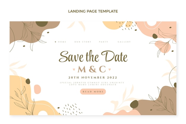 Handgezeichnete Hochzeit Landing Page