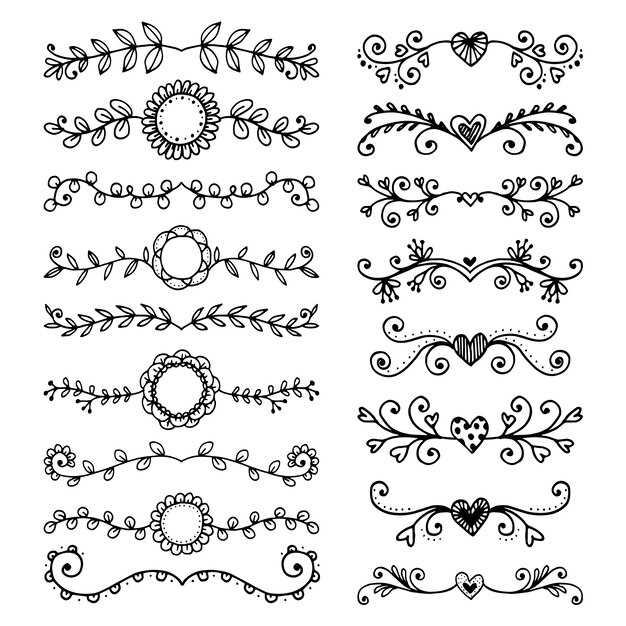 Handgezeichnete Hochzeitsalbum-Ornamente