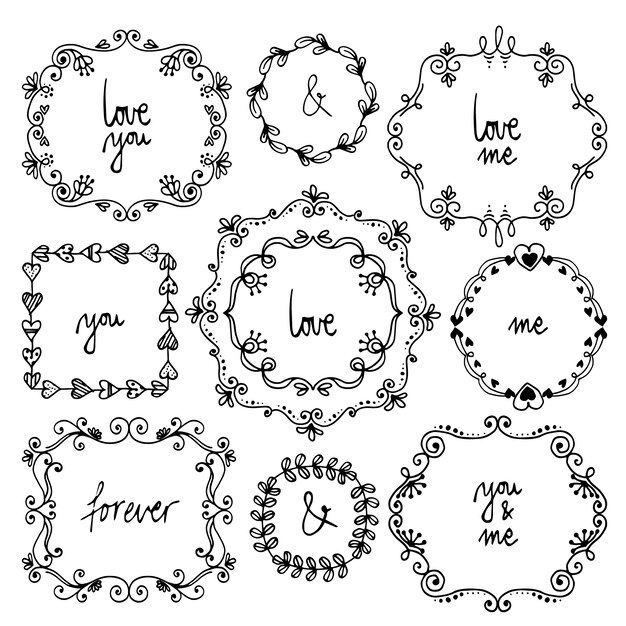 Handgezeichnete Hochzeitsalbum-Ornamente