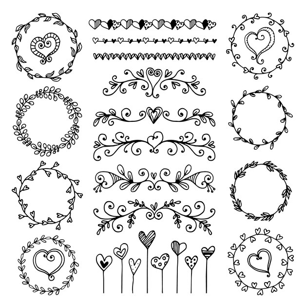 Handgezeichnete Hochzeitsalbum-Ornamente