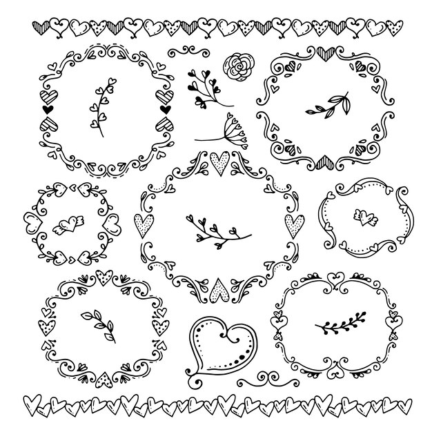 Handgezeichnete Hochzeitsalbum-Ornamente
