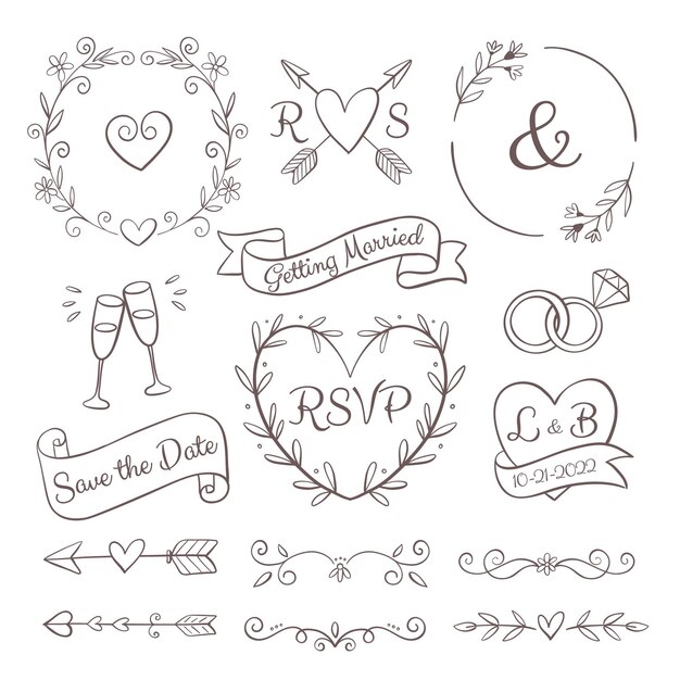 Handgezeichnete Hochzeitsschmuckkollektion