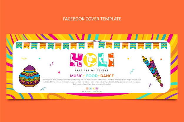 Kostenloser Vektor handgezeichnete holi-social-media-cover-vorlage