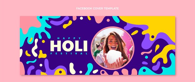 Handgezeichnete Holi-Social-Media-Cover-Vorlage