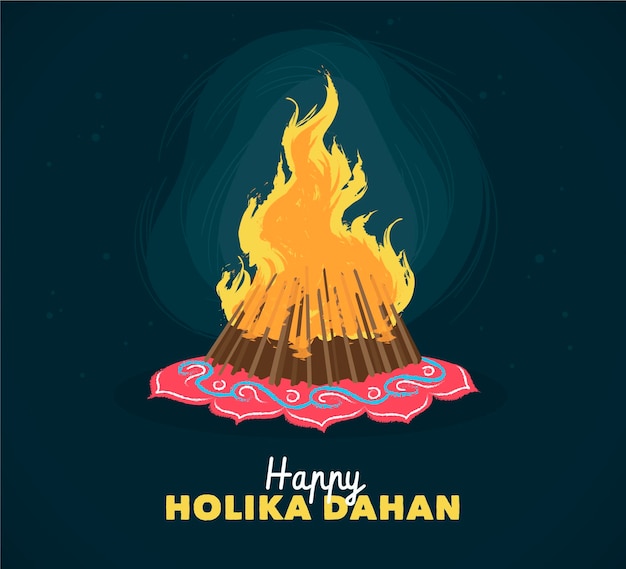 Kostenloser Vektor handgezeichnete holika dahan illustration