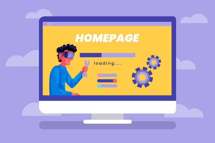 Kostenlose Vektor handgezeichnete homepage-illustration mit flachem design