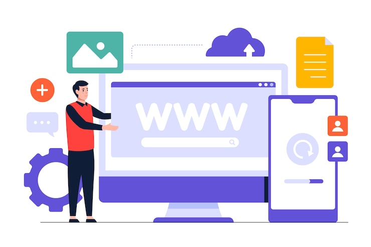 Kostenlose Vektor handgezeichnete homepage-illustration mit flachem design