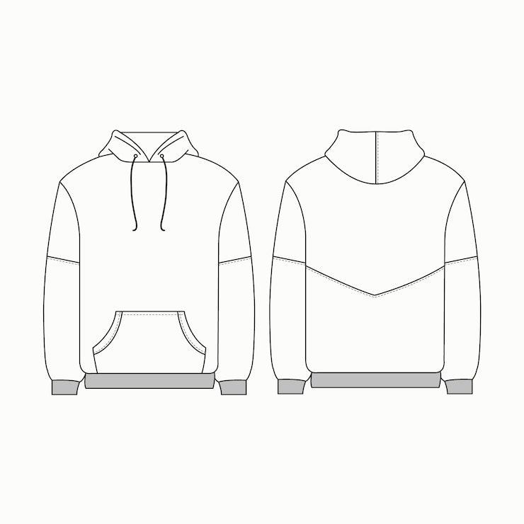 Kostenlose Vektor handgezeichnete hoodie-umrissillustration