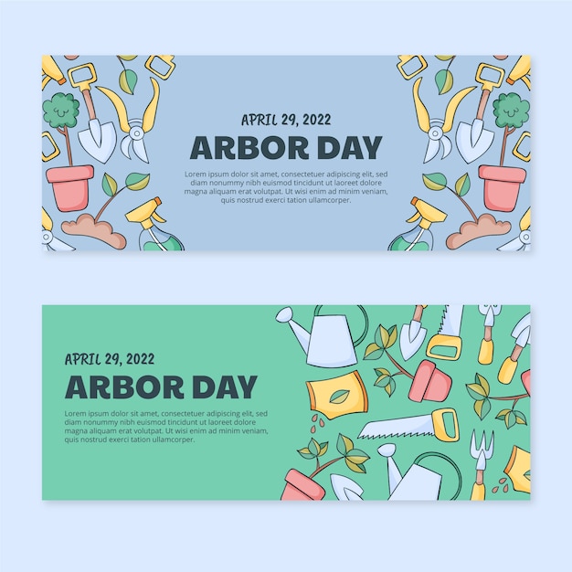 Kostenloser Vektor handgezeichnete horizontale banner für den arbor day