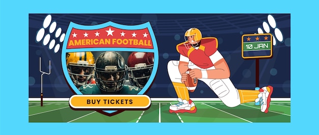 Handgezeichnete horizontale bannervorlage der american football championship