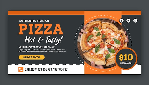 Handgezeichnete horizontale pizzabanner