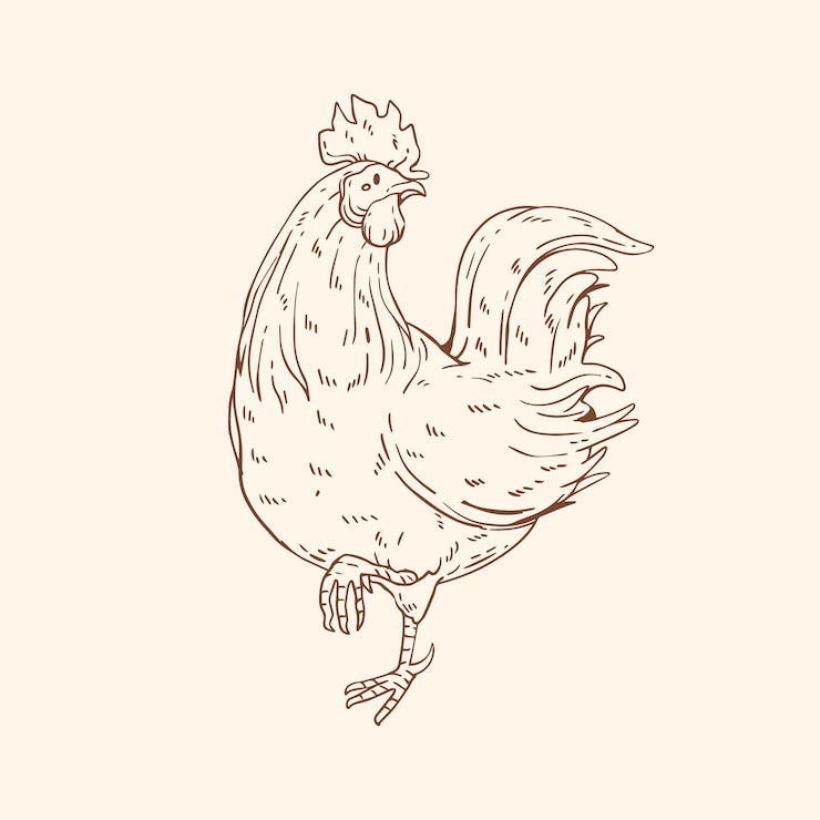 Kostenlose Vektor handgezeichnete hühnerumrissillustration