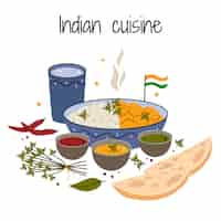 Kostenloser Vektor handgezeichnete illustration der indischen küche