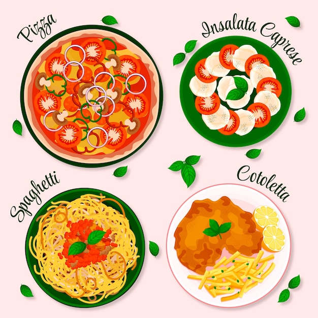 Kostenloser Vektor handgezeichnete illustration der italienischen küche