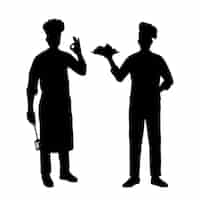 Kostenloser Vektor handgezeichnete illustration der silhouette des chefs